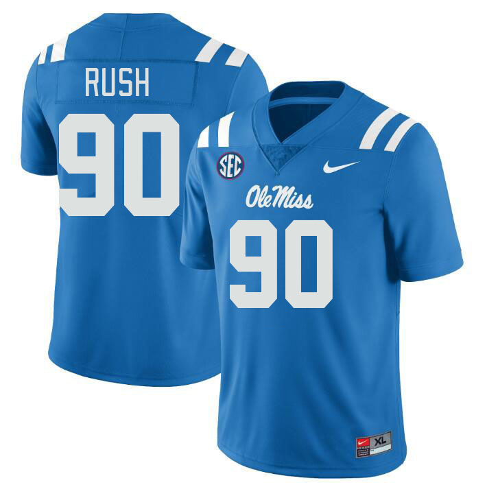 Men #90 Jeffery Rush Ole Miss Rebels College Football Jerseys Stitched-Power Blue